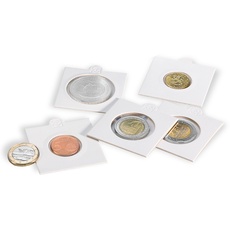 Leuchtturm 306467 Münzrähmchen Matrix 35 mm - Selbstklebende, beschriftbare Rahmen für Münzen - 100 Stück in weiß