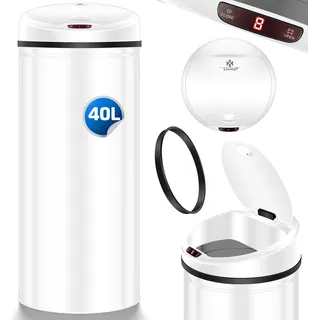 KESSER® Automatik Sensor Mülleimer Abfalleimer Abfall EDELSTAHL Papierkorb - Silber