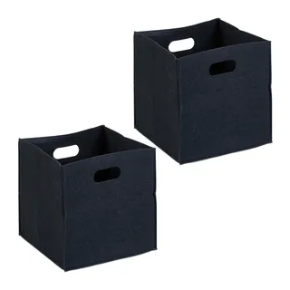 Relaxdays Aufbewahrungsbox 30 x 30 x 30 cm 2-tlg. schwarz