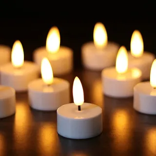 Eldnacele 12 Stück batteriebetriebenes flammenloses LED-Teelicht mit 6-Stunden-Timer, flackernde elektrische Teelichtkerzen, 3D-Docht, realistische Votiv-LED-Kerzen für Hochzeitsfest-Dekoration...