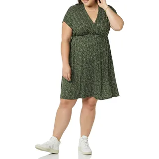 Amazon Essentials Damen Surplice-Kleid (Erhältlich in Übergröße), Olivgrün Punkte, XXL
