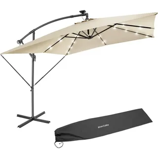 tectake Sonnenschirm Sunna, wasserabweisend, inkl. Windsicherung und Schutzhülle, beige , Beige , Kunststoff , Quadratisch , 250x300 cm , Ce , Sonnenschutz, Sonnenschirme