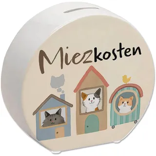 Katzen Spardose mit Spruch Miezkosten Für Katzenmensch Sparen leichtgemacht im Miezhaus Glückskatze Design Ideal für Haustierfans Mieten miete