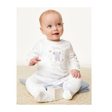 Unisex,Boys,Girls M&S Collection Pure Cotton Born In 2024 Sleepsuit (7lbs-9 Mths) - White Mix, White Mix - 3-6 M