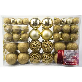 100er Set Weihnachts und Christbaumkugeln in Gold