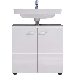 trendteam Waschbeckenunterschrank Nightlife weiß Hochglanz Badschrank mit einem Einlegeboden - (BxHxT) 65 x 63 cm x 35 cm