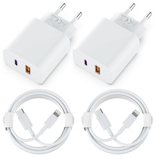 [Apple MFi Certified] Handy Ladegerät,2 Pack 2Port PD/QC Schnellladegerät mit Lightning Ladekabel 2M,USB A+C Mehrfach Ladegerät mit Schnellladekabel für iPhone 15/14/13/12/11/Samsung/Android usw