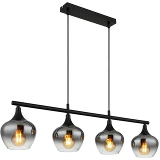 Globo Hängeleuchte , Schwarz , Metall, Glas, Textil , 15x120x90 cm , Ce , Lampen & Leuchten, Innenbeleuchtung, Hängeleuchten, Pendelleuchten