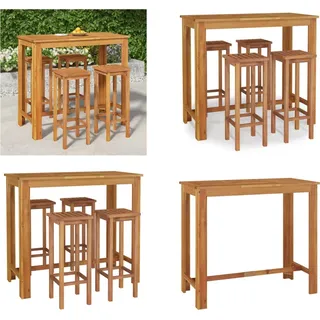 vidaXL 5 tlg. Gartenbar Set Massivholz Akazie - Garten-Bar-Set - Gartenbar-Sets - Outdoor-Bar-Set - Outdoor-Bartisch Und Stühle - Braun