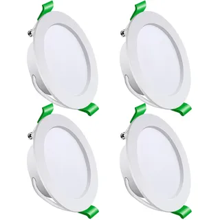 Yiahin LED Einbaustrahler 230V Ultra Flach 28mm 14W 1200LM Warmweiß 3000K LED Spots 230V Lochmaß Ø 140-160mm Runde Downlights Deckenspots für Küche Wohnzimmer, 4er Set