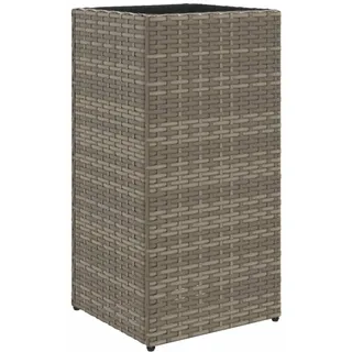 Pflanzkübel Grau 30x30x60 cm Poly Rattan - Grau