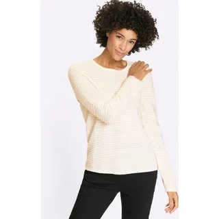 Rundhalspullover "Langarm-Pullover", Damen, Gr. 48, ecru, 100% Polyacryl, unifarben, Pullover Rundhalspullover