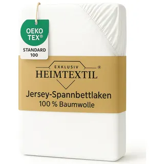 EXKLUSIV HEIMTEXTIL Marke Jersey Spannbettlaken 60 x 120-70 x 140 cm 100% Baumwolle Öko - Tex Zertifiziert, Markenqualität, Matratzenhöhe bis 10 cm, Weiß