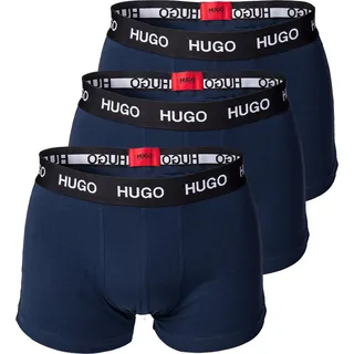 HUGO Herren Boxer Shorts, 3er Pack - Trunks, Logobund, Baumwolle Stretch Blau S - Blau