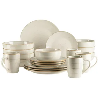 MÄSER, Serie Valmera, Speisegeschirr für 4 Personen, Geschirr im Vintage-Look, Steinzeug, hellgrün