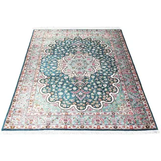 morgenland Orientteppich »Perser - Ghom - 152 x 100 cm - grün«, rechteckig, 10 mm Höhe, Wohnzimmer, Handgeknüpft, Einzelstück mit Zertifikat morgenland Grün B: 100 cm   1 St.