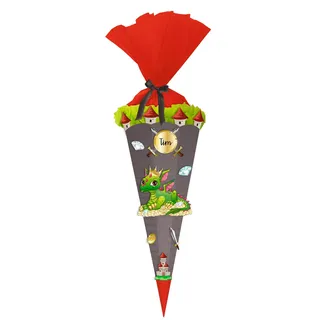 Ursus 9870014 - Schultüte Bastelset Easy Line, Drache, sechseckig, Höhe ca. 68 cm, Durchmesser ca. 20 cm, aus 3D Colorwellpappe 260 g/qm, alle Teile vorgestanzt, inklusive Bastelanleitung