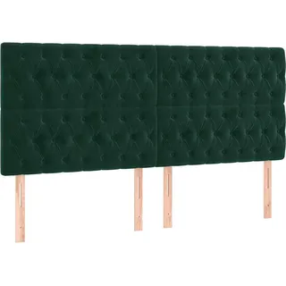 vidaXL Kopfteil Dunkelgrün 180/7/118/128 Cm Samt , Textil , Lärche , Rechteckig , 7x128x180 cm , Bett-Kopfteile