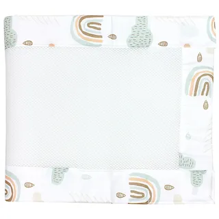 TupTam Bettumrandung Babybett 3D Mesh Nestchen – Gitterstäbe Schutz Netz 2er, Farbe: Regenbogen Wolken, Größe: ca. 128 x 30 cm (für Babybett 140x70)