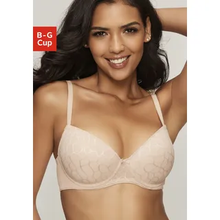 Schalen-BH LASCANA "Chiara", Damen, Gr. 80, Cup B, braun (toffee), Spitze, Obermaterial: 85% Polyamid (TACTEL), 15% Elasthan (LYCRA), BHs Schalen-BH, mit graphischem Netz-Muster, Dessous – ideal für große Größen, Topseller