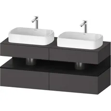 Duravit Qatego Konsolenwaschtischunterbau, 2 Auszüge, 2 Schubkästen, 2 Ausschnitte, 1400x550x600mm, Nische Eiche Schwarz, QA4767016, Farbe: Graphit matt