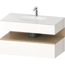 Duravit Qatego Einbauwaschtisch mit Konsolenwaschtischunterbau, 1000x550x600mm, Nische Eiche Natur, QA4786030, Farbe: Weiß Hochglanz/mit Nischenbeleuchtung