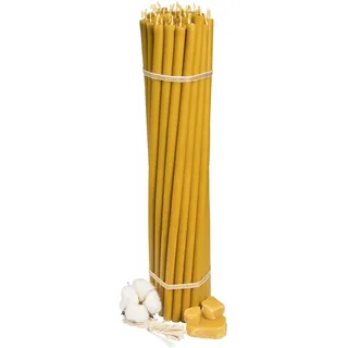 Kirchliche Bienenwachskerzen „Honig“ Nr. 10 – 50 Stück (2 kg) – 35,5 cm lang, Ø 11 mm, 210 Min Brenndauer – Handgefertigt aus 100 % Bienenwachs