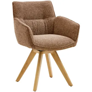 Valdera Armlehnstuhl , Eichefarben, Kupferfarben , Holz, Textil , Wildeiche , massiv , Stativgestell , 60x83.5x65 cm , Stoffauswahl, Typenauswahl, Sitzfläche 180° drehbar , Holzmöbel, Sitzgelegenheiten Holz, Holzstühle