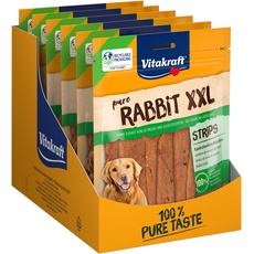 Vitakraft Kaninchenfleischstreifen XXL, Hundeleckerli, mit magerem Kaninchenfleisch, im wiederverschließbaren XXL-Beutel, ohne Zusatz von Zucker und Getreide (6x 250g)