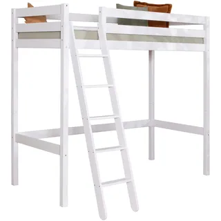 TICAA Hochbett TICAA 90 x 200 cm Kiefer massiv weiß