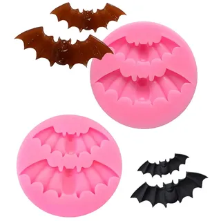WDC WonDerfulC 2 Stück Halloween Fondant Kuchen Silikon Fledermaus Formen 3D Vogel Mousse Cup Cake Dekoration Backform Ton Harz Eiswürfel Form