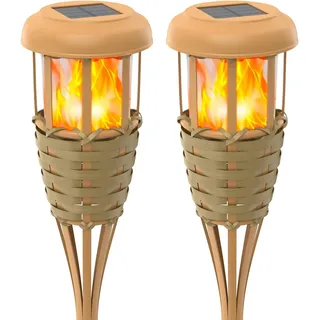 Solarleuchten für Außenbereich, Solarfackeln mit flackernder Flamme, Außendekoration für Garten, Terrasse und Hof (2 Stück)