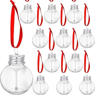 12 Stücke Weihnachtskugel Trinkglas, Wiederverwendbar Christbaumkugeln zum Befüllen, Weihnachtskugeln für Getränke, Transparente Trinkkugeln für Weihnachtsfeier-Dekoration (Silber, 150ML)