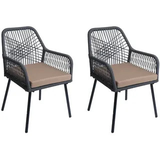 Mendler HWC-O12 Gartenstuhl 54 x 54 x 81 cm anthrazit 2 St.