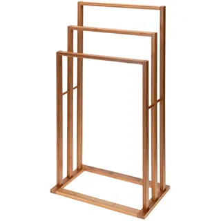 Well Home Handtuchhalter aus 100% Bambus, FSC, mit 3 Stangen auf Halterung, 40 x 24,5 x 82 cm