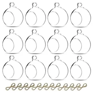 Sziqiqi Glaskugeln zum Aufhängen Teelichthalter Kerzenhalter: 6cm Hängende Teelichthalter Glas 12er Set für Teelichter - Windlicht Glas Vielseitig für Outdoor Hochzeit Party Weihnachten Decke