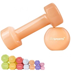 ScSPORTS® Vinyl Hanteln - 2er Set, 3 kg (2x1,5 kg), Rutschfest, Pastell, Orange - Kurzhanteln, Hantelset, Gewichte, Kurzhantelset, Krafttraining, Gymnastik, Aerobic, Pilates, Reha, Zuhause, Fitness