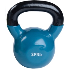 SPRI Kettlebell Gewichte Deluxe Gusseisen Vinyl beschichtet Komfortgriff breiter Griff Farbkodierung Kettlebell Hantelset (erhältlich in 5, 8, 10, 12, 15, 18, 20, 25, 30, 35, 40, 45, 50 Pfund, blaugrün, 20-Pound