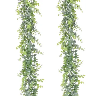 Artiflr Künstliche Reben, künstliche Eukalyptus-Girlande, 2 Stück, künstliche Eukalyptus-Girlande, Hochzeits-Hintergrund, Bogen, Wanddekoration, 1,8 m, künstliche Hängepflanze für Tische, Festivals,