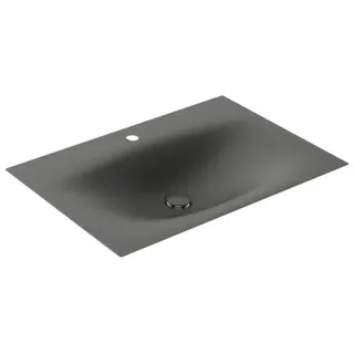 KEUCO EDITION 11 ART Einbauwaschtisch aus Stahl-Emaille, 806x4x493mm, mit 1 Hahnloch, 32590540801, Farbe: Smoke