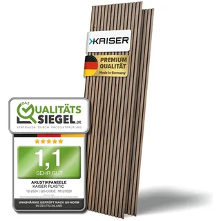 KAISER plastic® Akustikpaneele | Farbe: Walnuss | Wandpaneele in verschiedenen Formaten | Deko Wohnzimmer | Wanddeko in Holz | Akustik Paneele Wand | Lamellenwand (240 x 60 cm - 1STK.)