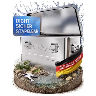 Aluminium Box mit Deckel 30L Silber Alukiste Alu Kiste Abschliessbar Trucky - Silber