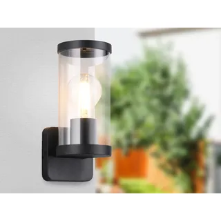 LED Außen-Wandleuchte Schwarz, Fassadenbeleuchtung Hauswand, Terrassenlampe - Schwarz