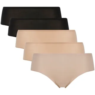 CHANTELLE Damen Shorty 5er Pack - Softstretch nahtlos, Baumwolle, Einheitsgröße Schwarz/Nude/Creme 36-44