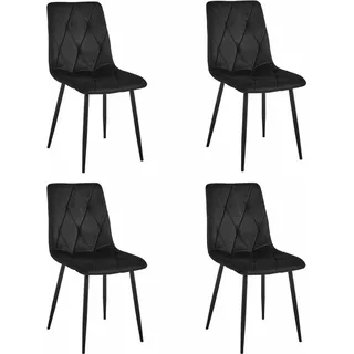 Esszimmer, Wohnzimmer, Bürostuhl LIBRA 4 Stück schwarzer Samt / schwarze Beine - Schwarz