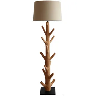 P & B Stehleuchte , Naturfarben, Schwarz , Textil , Treibholz , rund , 30x175x30 cm , Fußschalter , Lampen & Leuchten, Innenbeleuchtung, Stehlampen, Stehlampen