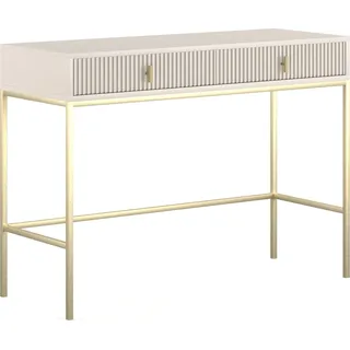Schminktisch: zwei Schubladen, kaschmirfarben, goldene Beine, H 77 cm - Beige