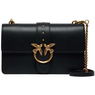 PINKO Love One Classic Umhängetasche Leder Black/Gold