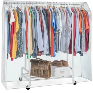 Tatkraft Defender Kleiderständer Abdeckung, mit Staubschutz, 160x60x145 cm | Abdeckung für Kleiderständer, Schutzhülle für Kleiderstange, UV-Schutz, Transparent, 2 Reissverschlüsse, geruchslos