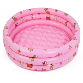 Highttoy Planschbecken Kinder, 51 Zoll Runder Aufblasbarer Kinderpool, Rosa | Robustes PVC, 3 Separate Luftkammern, Einfaches Aufstellen & Entleeren, Geräumiges Schwimmbecken Baby Kinder(130 x 40cm)